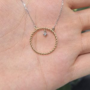 0,02 Karat Pırlanta Tektaş Tasarım Kolye