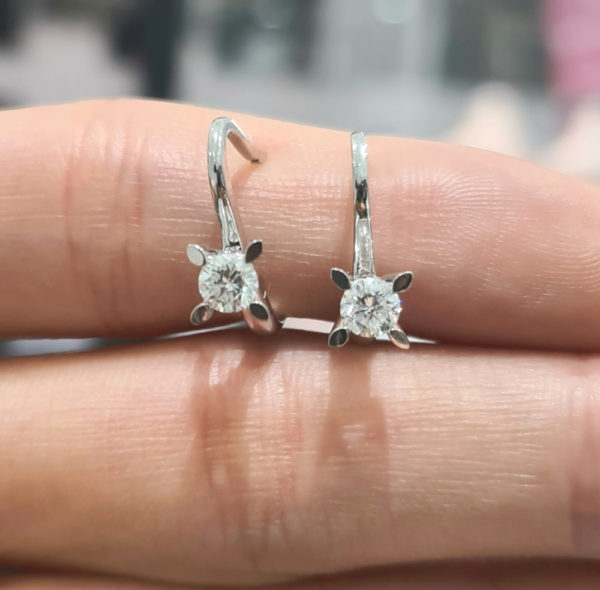 0.47 Karat Pırlanta Tektaş Küpe - KP02085
