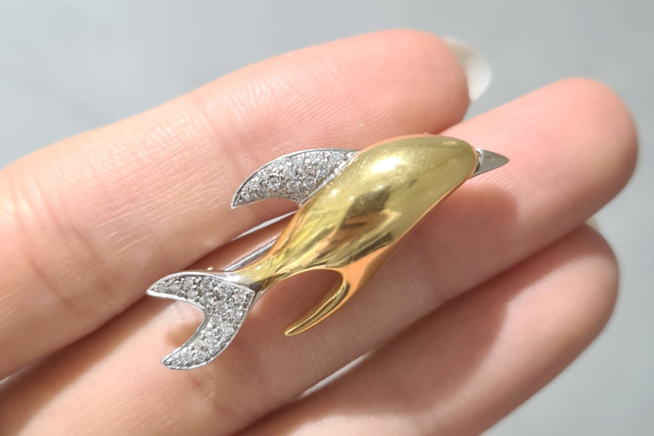 2. El 0.23 Karat Balık Broş - ALM0341