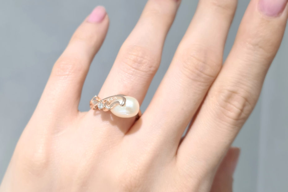 2. El 0,03 Karat Pırlanta ve İncili Fantezi Yüzük - X003650