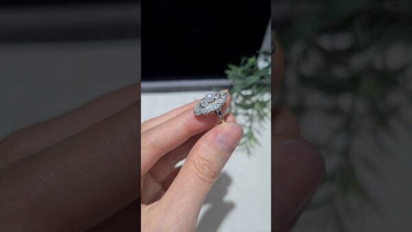 2. El 0,58 Karat Pırlanta ve İncili Art Deko Koleksiyon Yüzük ürün videosu