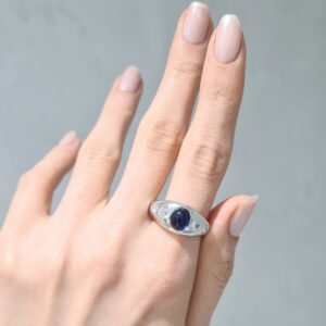 2. El 1,30 Karat Pırlanta ve Safir Tasarım Yüzük