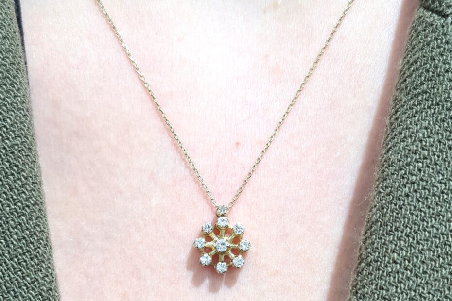 2. El 0,09 Karat Pırlanta Çiçek Kolye