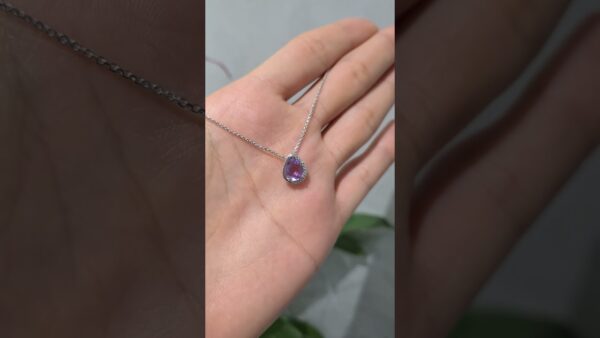 2. El 1,34 Karat Pırlanta ve Ametist Damla Tasarım Kolye ürün videosu