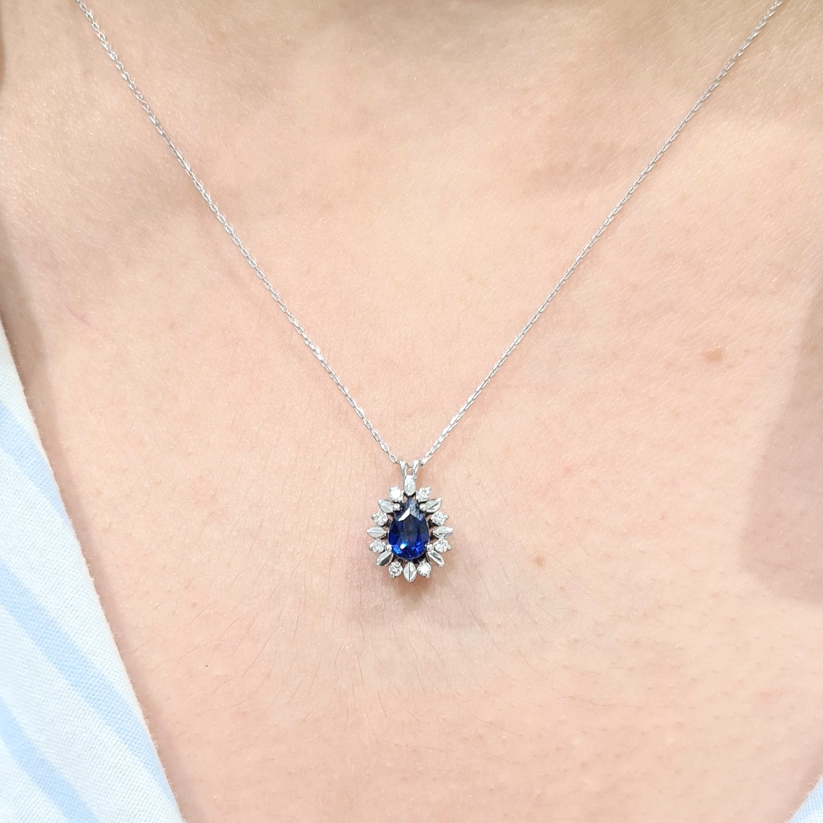 2. El 0,72 Karat Pırlanta ve Safir Kolye