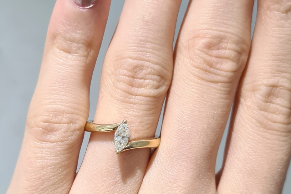 2. El 0,38 Karat J Renk Markiz Pırlanta Tektaş Yüzük X005108