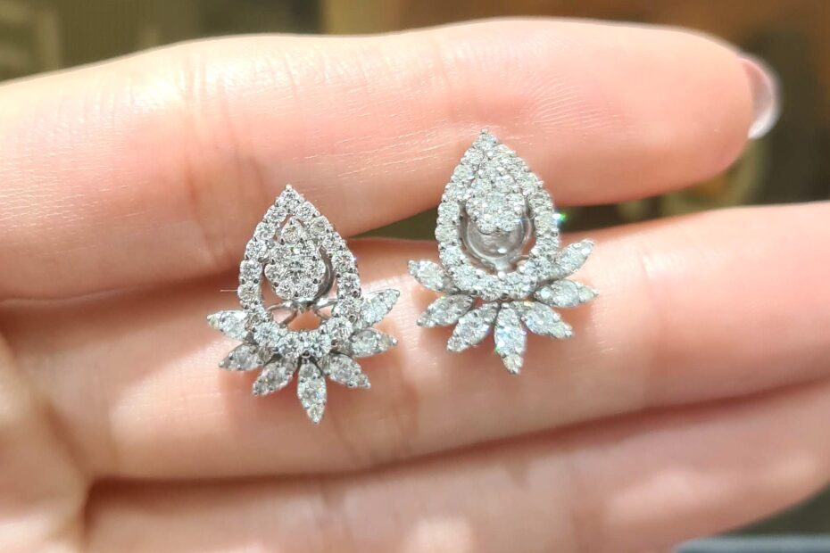 2. El 1,10 Karat Pırlanta Tasarım Damla Küpe X005055