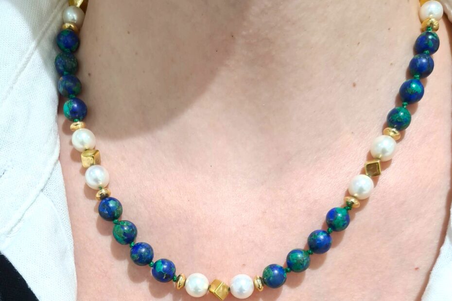 2. El Lapis Taşlı ve İncili Tasarım Kolye ALM0767