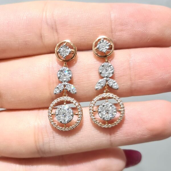 2. El 0,90 Ct IGI Sertifikalı Pırlanta Tasarım Rose Küpe — görsel 1