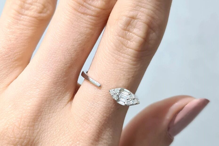 2. El 0,15 Karat Pırlanta Baget Zarif Tasarım Yüzük X005156