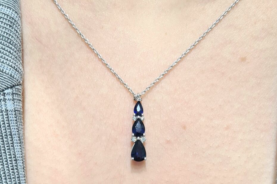 2. El 0,75 Karat Pırlanta ve Safir Tria Kolye X005177