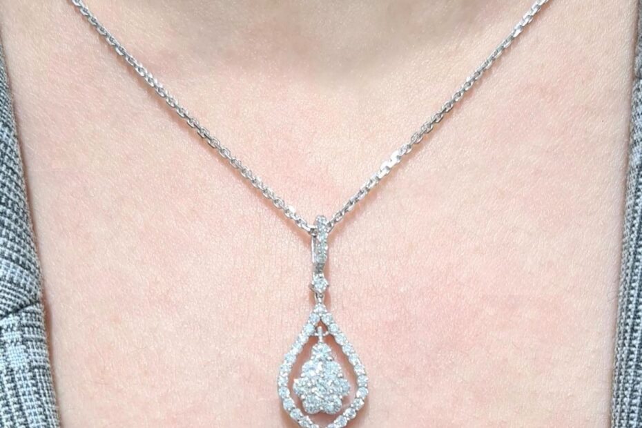 2. El 0,84 Karat Pırlanta Çiçekli Zarif Damla Kolye X005148