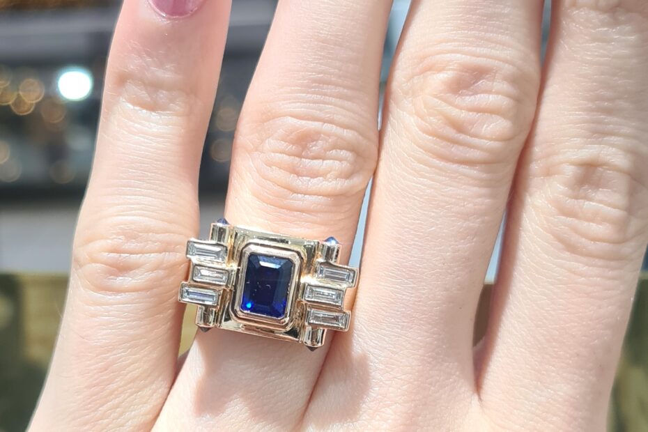 2. El 1,82 Karat Pırlanta ve Safir Tasarım Yüzük X005225