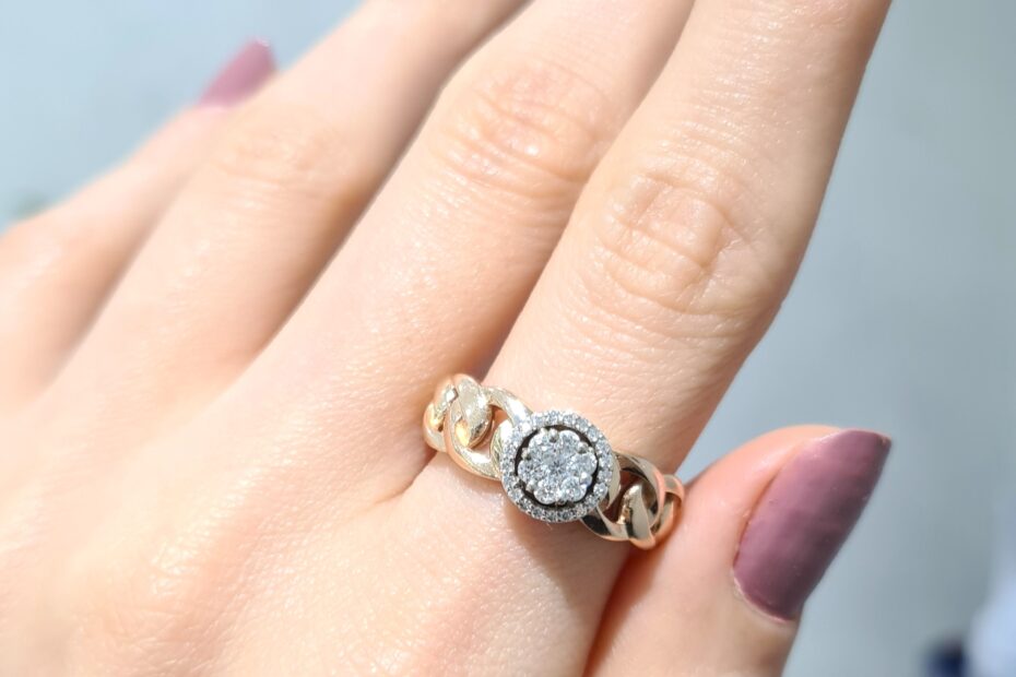 2. El 0,23 Karat Pırlanta Çiçekli Burgu Tasarım Yüzük X005349