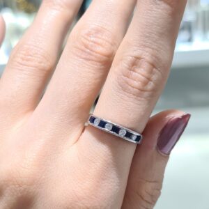 2. El 0,53 Karat Pırlanta ve Safir Yarımtur Yüzük X005290