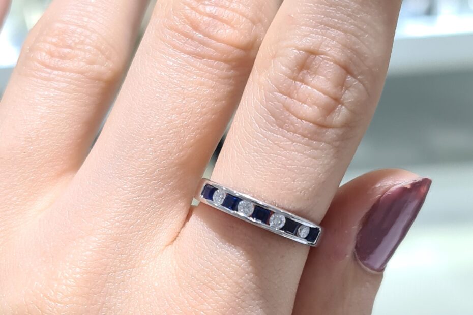 2. El 0,53 Karat Pırlanta ve Safir Yarımtur Yüzük X005290