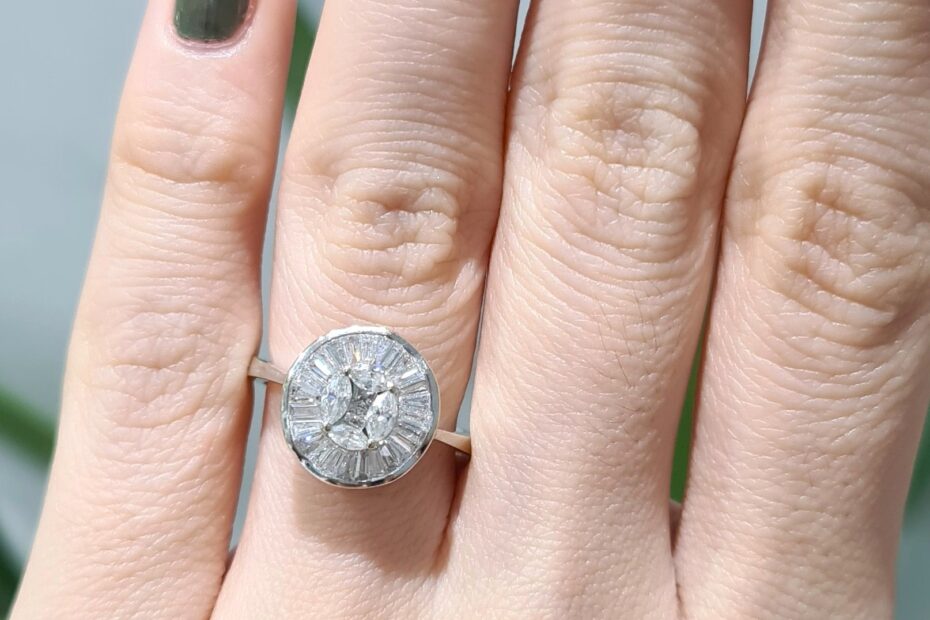 2. El 0,63 Karat Baget Markiz ve Prenses Kesim Pırlantalı Tasarım Yüzük X005305