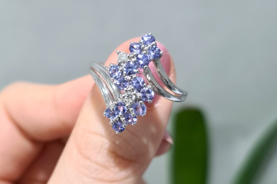 2. El 0,92 Karat Pırlanta ve Tanzanit Tasarım Yüzük ALM1027