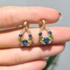 2. El 1,70 Karat Pırlanta Peridot ve Blue Topaz Tasarım Küpe X005287