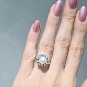 2. El 0,90 Karat Pırlanta ve İncili Yüzük