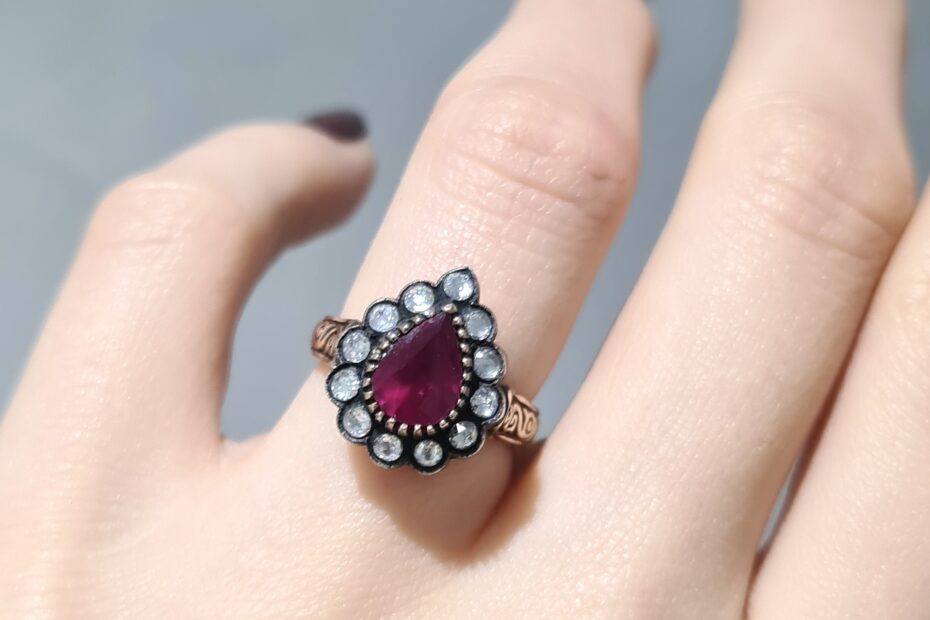 2. El 0,80 Karat Elmas ve Yakut Damla Yüzük X005332