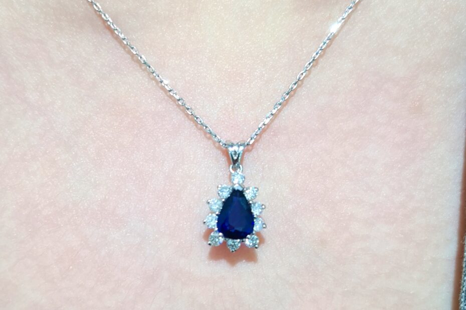 2. El 1,44 Karat Pırlanta ve Safir Damla Kolye X005402