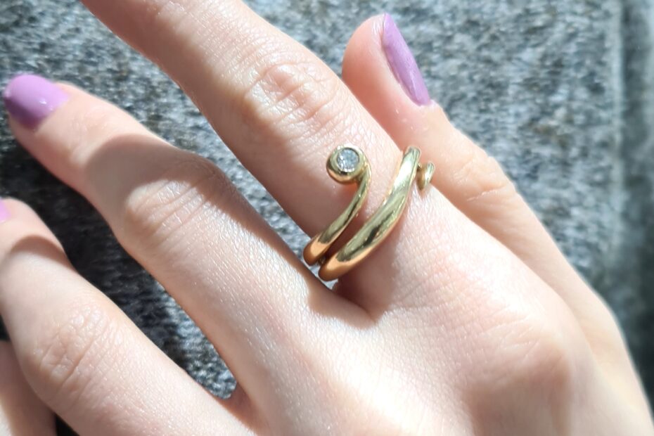 2. El 0,05 Karat Pırlanta Tektaş Sarmal Tasarım Yüzük ALM1042