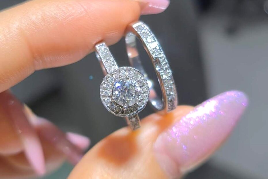 2. El 0,61 Karat Pırlanta İkili Tasarım Tektaş ve Yarımtur Yüzük X005468