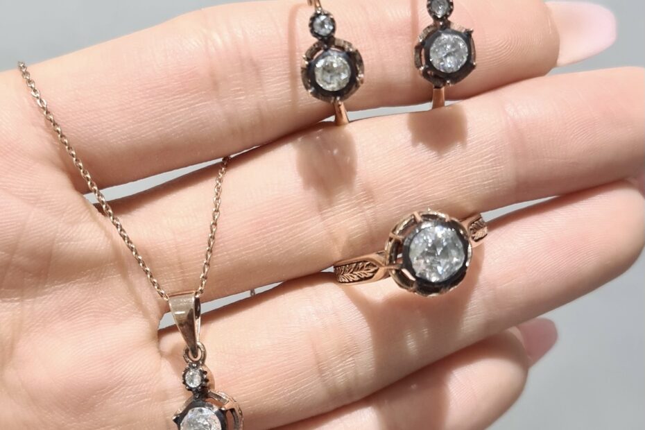 2. El 1,01 Karat Elmas Tektaş Kolye Küpe Yüzük Set KK00025 KK00026 KK00027