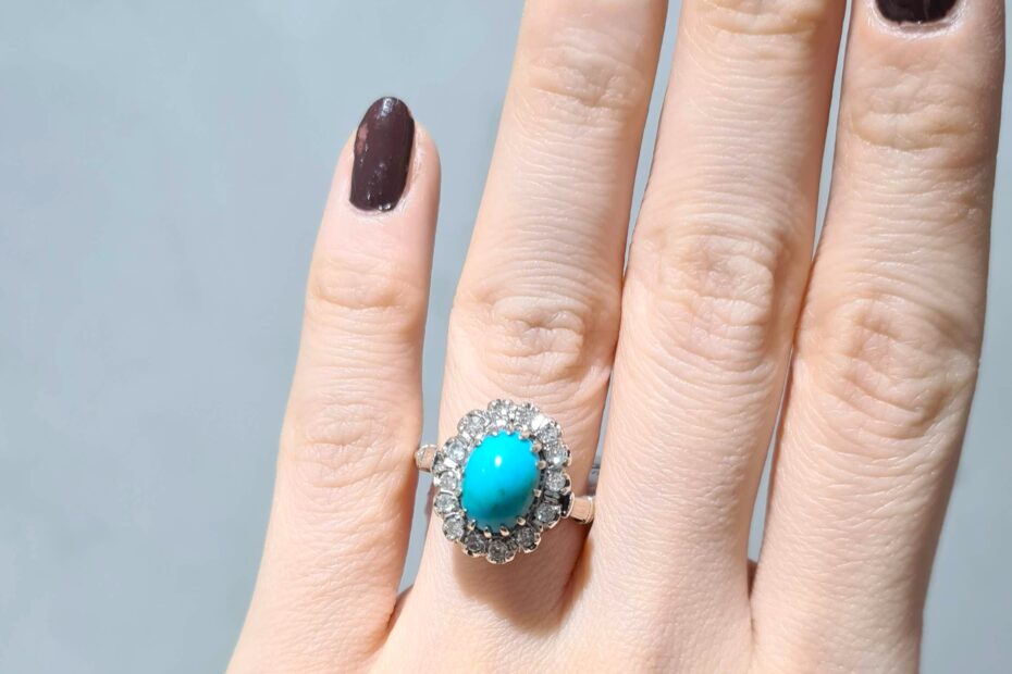 2. El 0,30 Karat Pırlantalı Firuze Gümüş Yüzük X005651