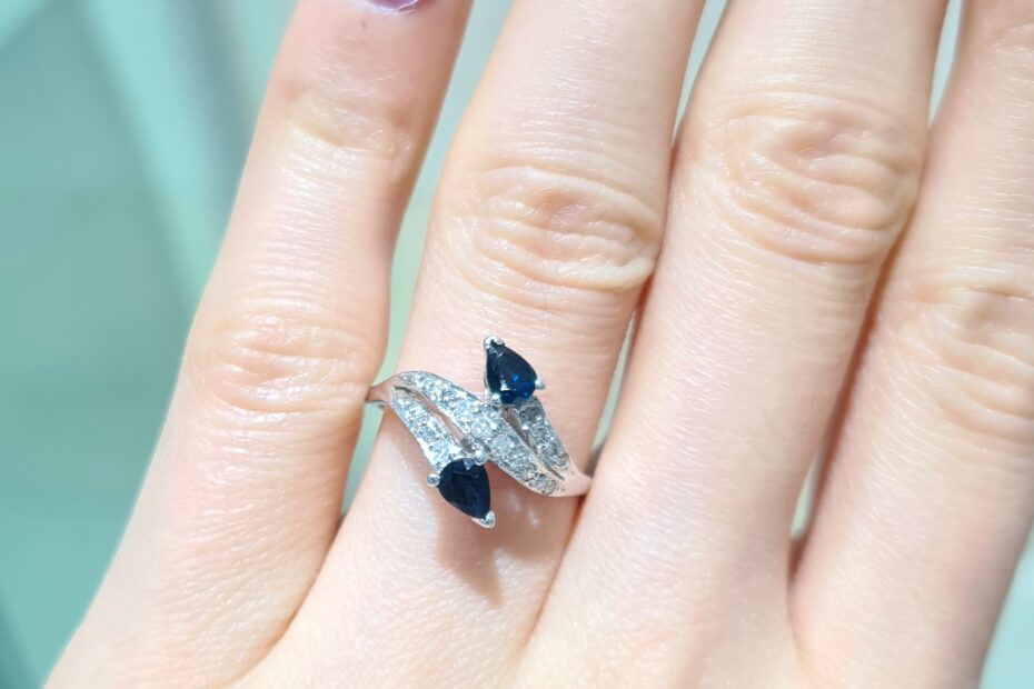 2. El 0,45 Karat Pırlanta ve Damla Safir Yüzük X005716