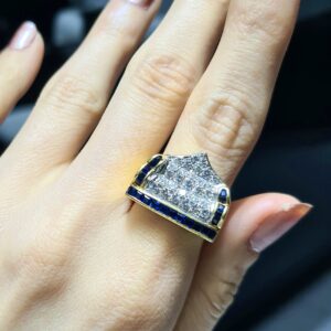 2. El 1,15 Karat Pırlanta ve Safir Tasarım Yüzük