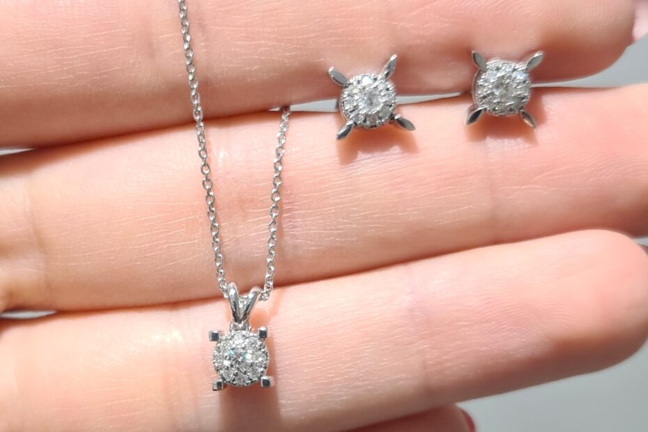 2. El 0,29 Karat Pırlanta Kolye & Küpe Set X005963 X005970