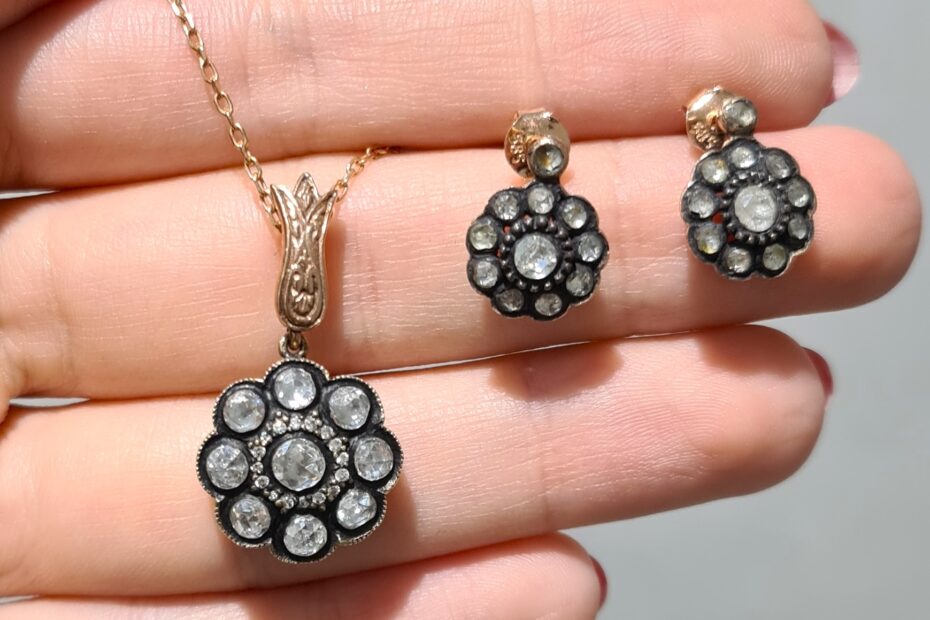 2. El 1,02 Karat Elmas Kolye & Küpe Set X005988 X005992