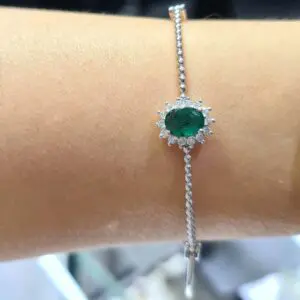 2. El 1,10 Karat Pırlanta ve Zümrüt Bileklik X006147