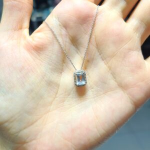 2.El Pırlanta 0,79 Karat Blue Diamond Damgalı Blue Topaz Kolye