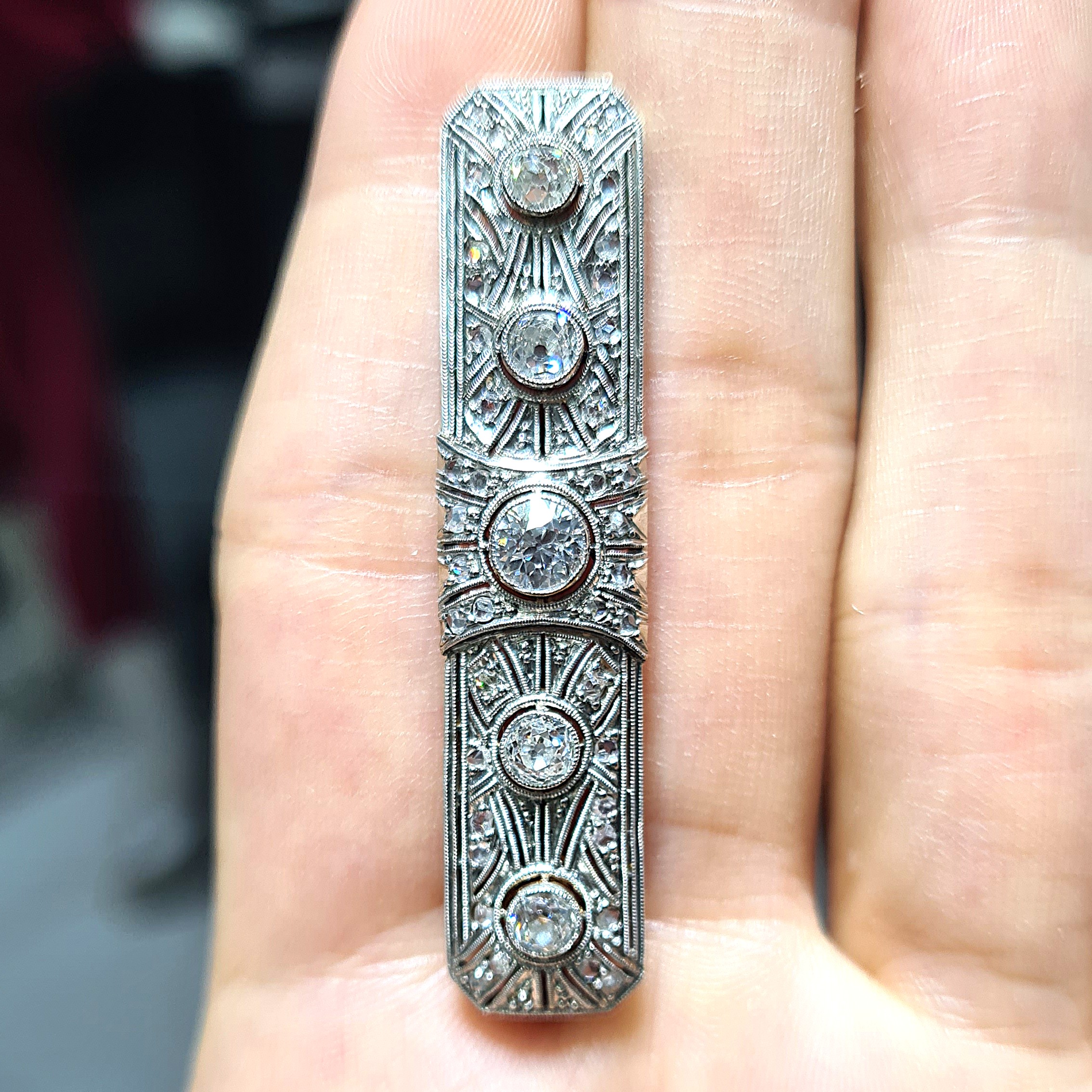 Almanya'dan ithal ikinci el pirlanta art deco broş