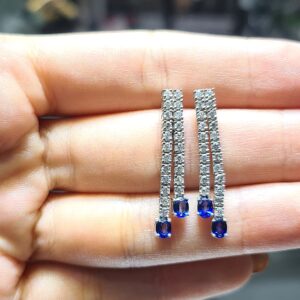 2.El Pırlanta 0,88 Karat Pırlanta ve Safir Küpe X006823