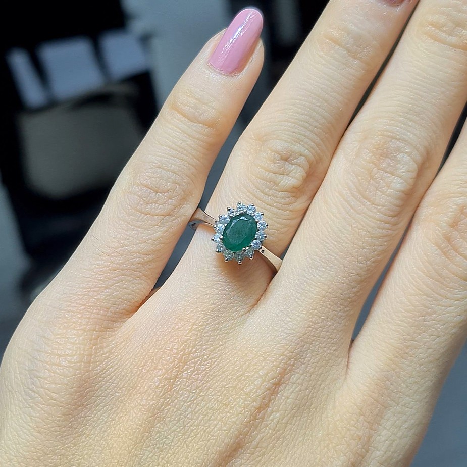 2.El Pırlanta 1,09 Karat Pırlanta ve Zümrüt Yüzük X006763