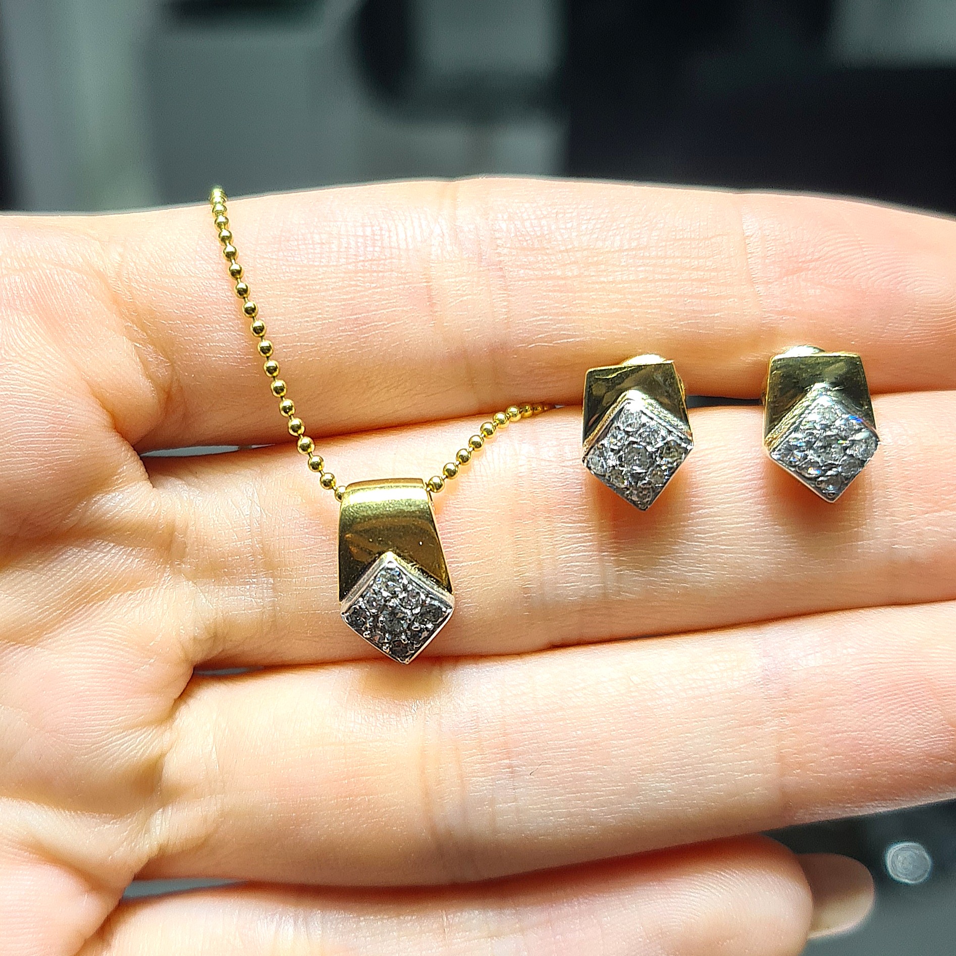 2.El Pırlanta Kolye-Küpe Set X006879-X006880