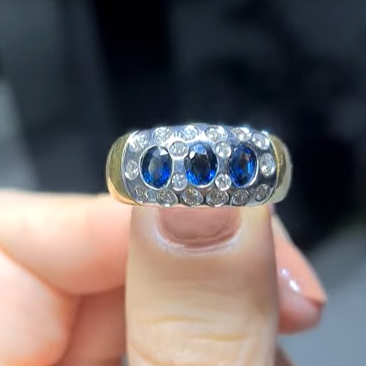 2.El Pırlanta 0,45 Karat Pırlanta ve Safir Yüzük X007033