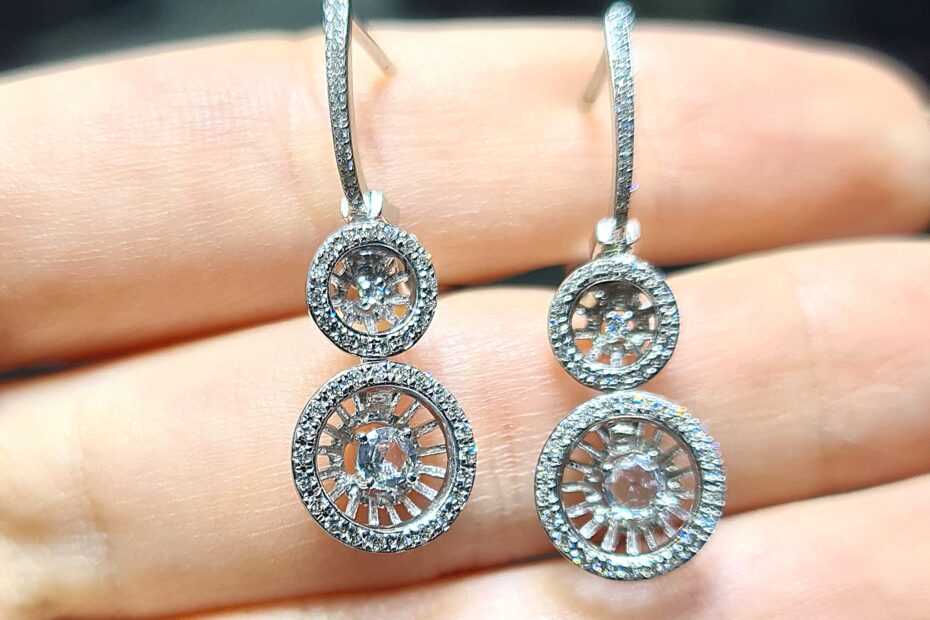 2.El Pırlanta 0,84 Karat Pırlanta ve Beyaz Safir Küpe X007014