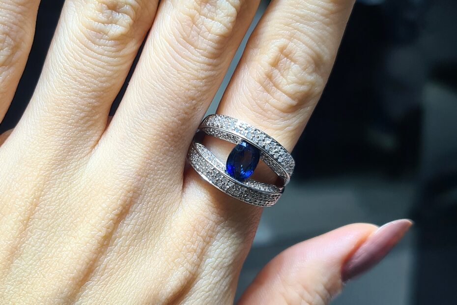 2.El Pırlanta 1,10 Karat Pırlanta ve Safir Yüzük ALM1142