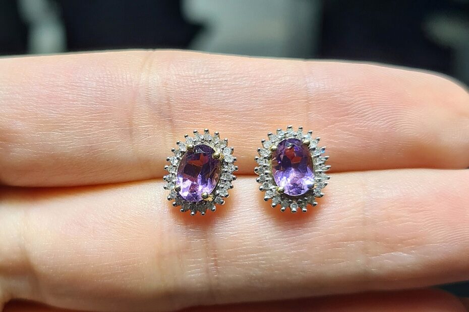 2.El Pırlanta 1,16 Karat Pırlanta ve Ametist Küpe ALM0853