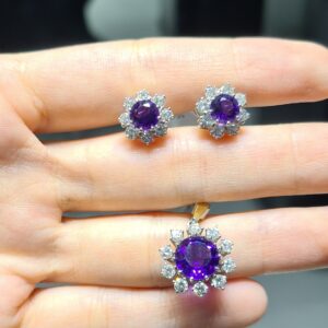 2.El Pırlanta Kolye Ucu-Küpe Ametist Set ALM0667-ALM0663