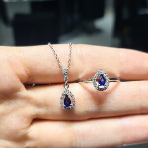 2.El Pırlanta Safir Yüzük - Kolye Set X007038-X007039