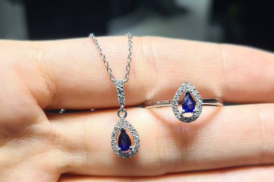 2.El Pırlanta Safir Yüzük - Kolye Set X007038-X007039