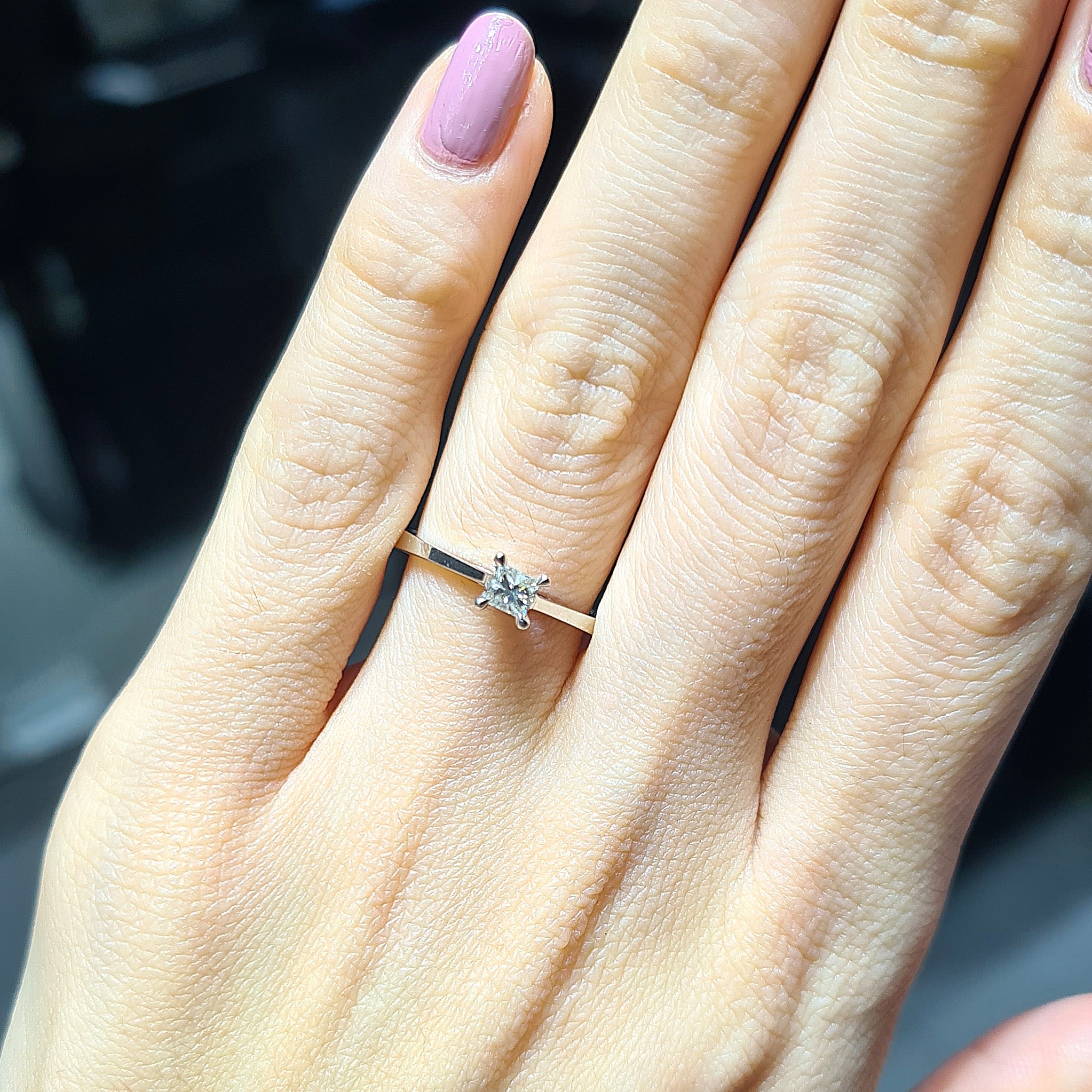 2.El Pırlanta 0,20 Karat Zen Damgalı Prenses Kesim Tektaş Yüzük X007042