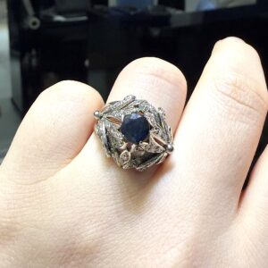 2.El Pırlanta 0,80 Karat Pırlanta ve Safir Yüzük X007190