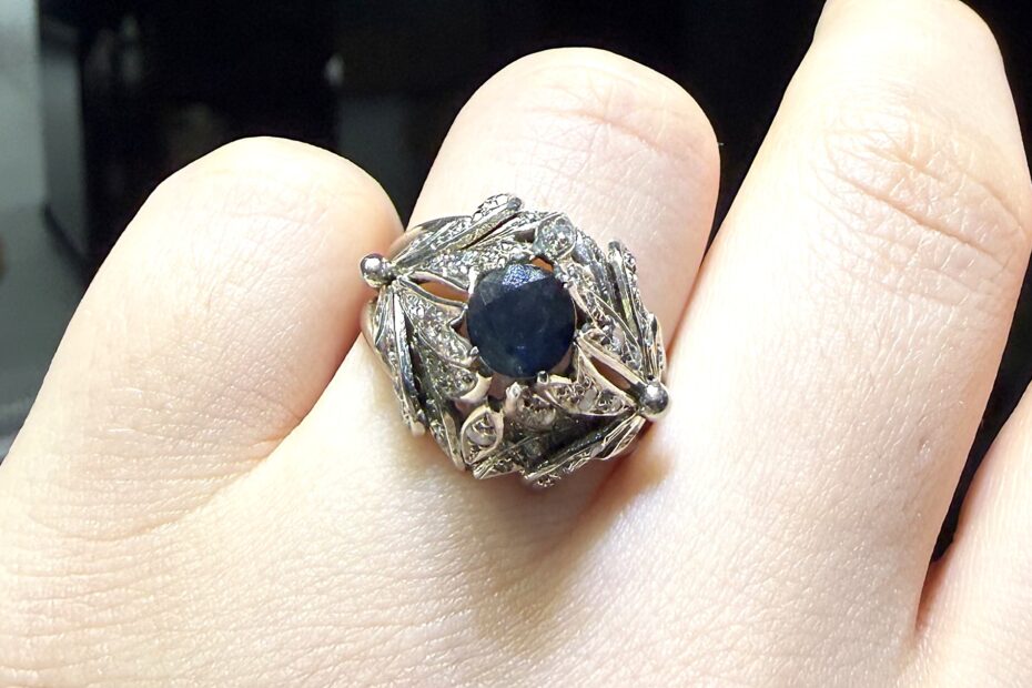 2.El Pırlanta 0,80 Karat Pırlanta ve Safir Yüzük X007190